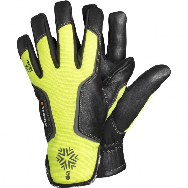 Ejendals Tegera 7798 Hi-Vis Thermal Waterproof Leather Dog Walking Gloves