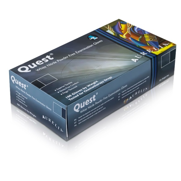 Aurelia Quest Disposable White Nitrile Gloves